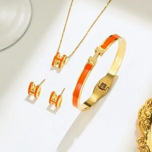 Mini pop Gold and Orange Jewelry Set